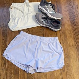 Never worn. Great color! Soft Lavender or lilac